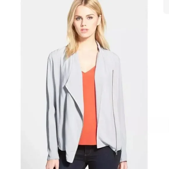 TROUVE White Modal Asymmetrical Zip Moto Jacket-S - Picture 1 of 7